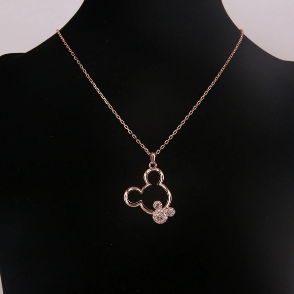Mickey Mouse Rose Gold Austrian Crystal Necklace - Picture 4 of 5